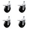 Service Caster 5 Inch SS Soft Rubber Swivel 12mm Threaded Stem Caster Set Total Lock Brake SCC-SSTSTTL20S514-SRS-M1215-4 - alternate 1